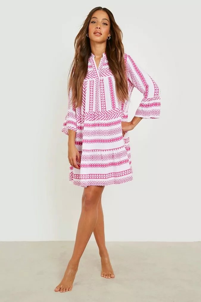 Printed Tiered Shift Beach Kaftan